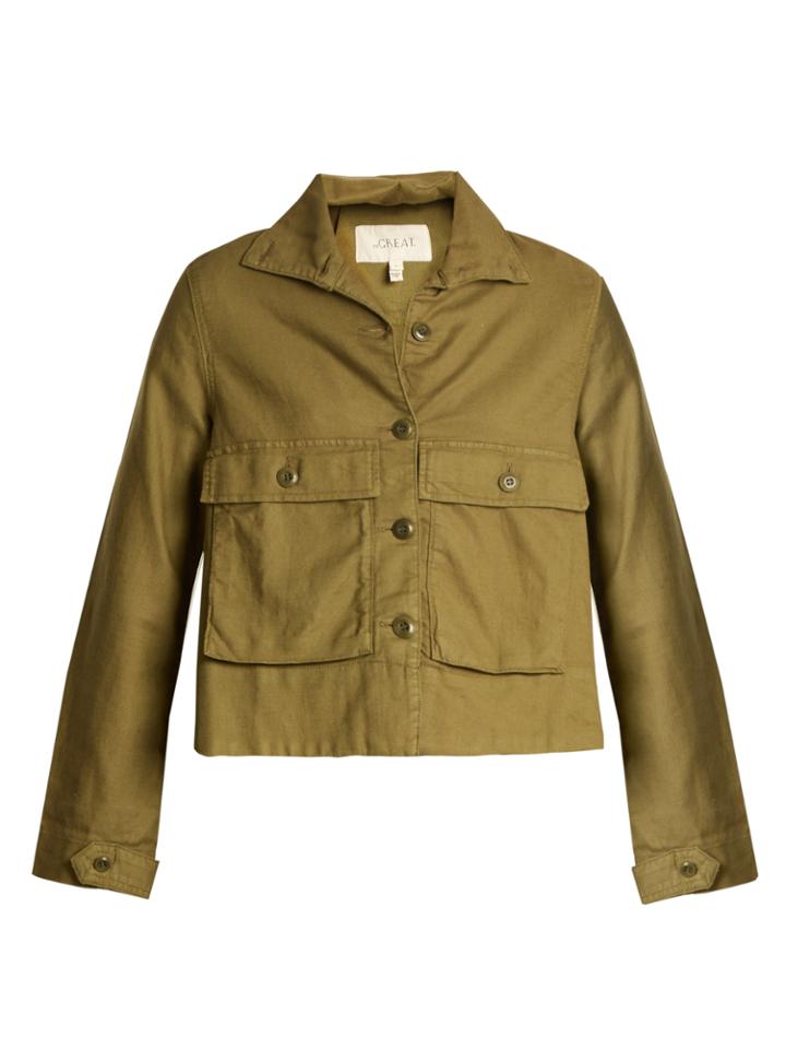 The Great The Swingy Army Cotton-blend Cropped Jacket