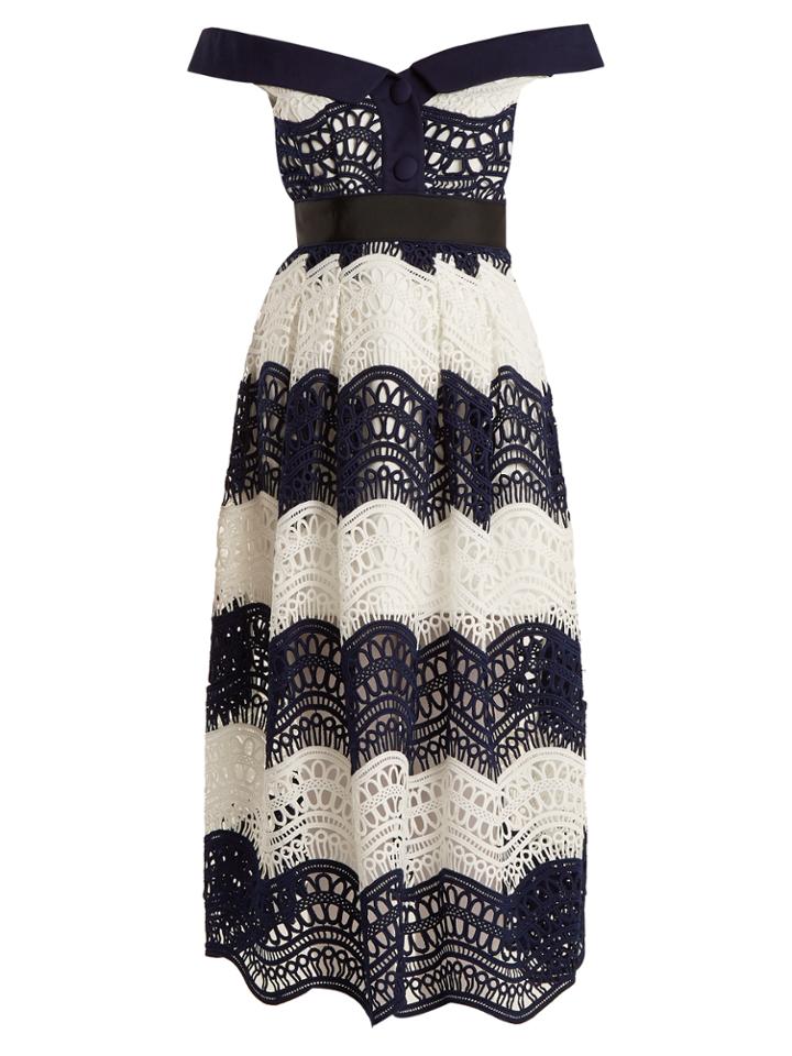 Self-portrait Off-the-shoulder Lace Midi Dress