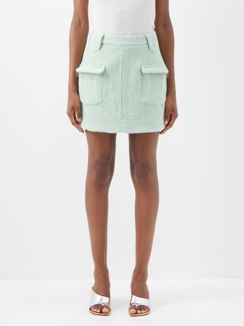 Shrimps - Rose Wool-blend Boucl Mini Skirt - Womens - Light Green