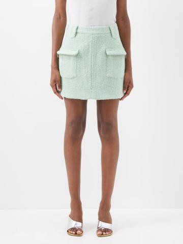 Shrimps - Rose Wool-blend Boucl Mini Skirt - Womens - Light Green