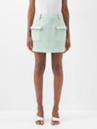 Shrimps - Rose Wool-blend Boucl Mini Skirt - Womens - Light Green
