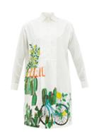Matchesfashion.com Kilometre Paris - Ojai, Ventura Embroidered Cotton Shirt Dress - Womens - White Multi
