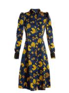 Matchesfashion.com Altuzarra - Filippa Floral Print Silk Jacquard Shirtdress - Womens - Navy Print