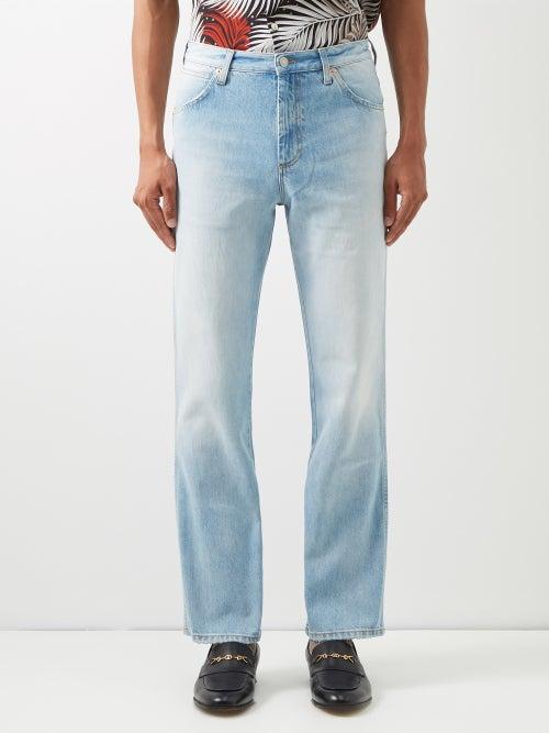 Gucci - Embroidered Straight-leg Jeans - Mens - Light Blue