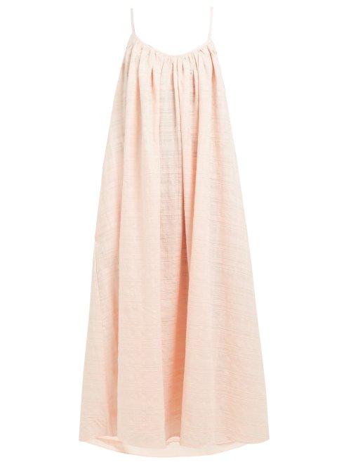 Matchesfashion.com Mara Hoffman - Fiona Scoop Neck Plaid Cotton Maxi Dress - Womens - Pink