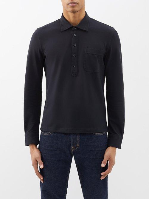 Tom Ford - Patch-pocket Silk-blend Polo Sweater - Mens - Black