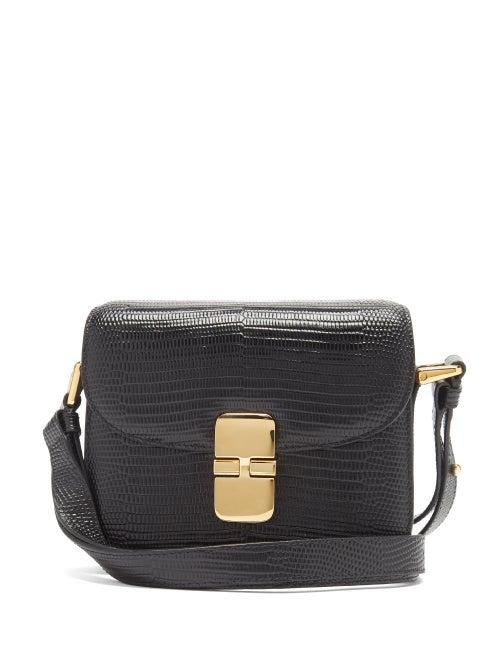 A.p.c. - Grace Mini Lizard-effect Leather Cross-body Bag - Womens - Black