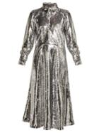 Matchesfashion.com Ganni - Sonora Sequinned Midi Dress - Womens - Silver