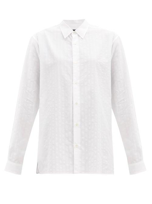 Matchesfashion.com Ann Demeulemeester - Pointelle-striped Cotton Shirt - Womens - White