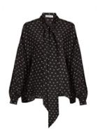 Matchesfashion.com Balenciaga - Bb Print Tie Neck Silk Blouse - Womens - Black Print