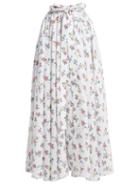 Matchesfashion.com Emilia Wickstead - Evelyn Floral Print Linen Maxi Skirt - Womens - White Print