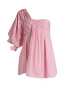Matchesfashion.com Teija - One Shoulder Striped Cotton Poplin Top - Womens - Pink White