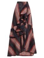 Johanna Ortiz Los Alamos Striped Ruffle-trimmed Cotton Skirt