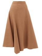 Matchesfashion.com Jw Anderson - Asymmetric Wool-blend Twill Midi Skirt - Womens - Beige
