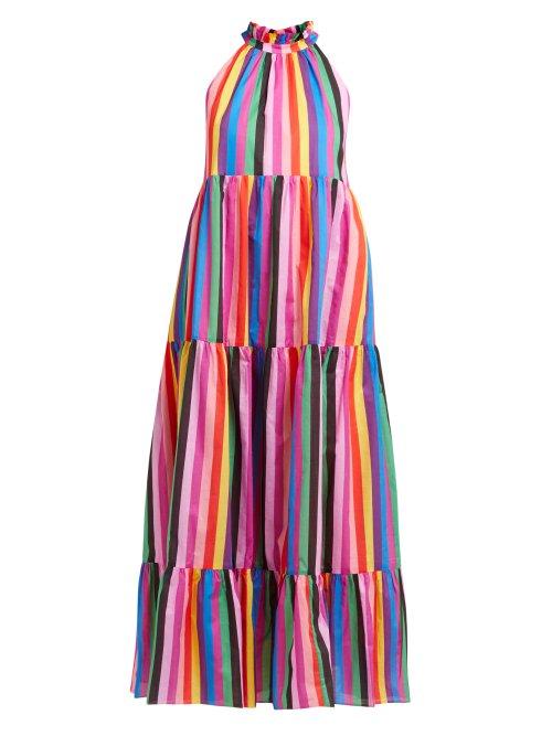 Matchesfashion.com Borgo De Nor - Pandora Rainbow Print Cotton Maxi Dress - Womens - Multi