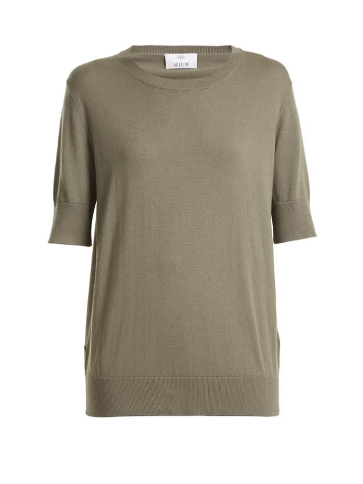 Allude Round-neck Cotton-blend T-shirt