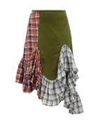 Matchesfashion.com Marques'almeida - Upcyled Deconstructed Ruffled Cotton Midi Skirt - Womens - Khaki Multi