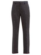 Matchesfashion.com Gucci - High Rise Square Jacquard Cotton Trousers - Womens - Navy Multi