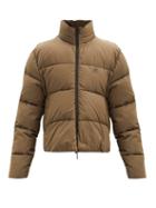 Matchesfashion.com Balenciaga - High-neck Logo-print Quilted Jacket - Womens - Khaki