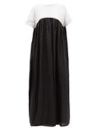 Matchesfashion.com Gl Hrgel - Tie-back Empire-waist Linen Maxi Dress - Womens - Black White