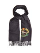 Burberry Logo Crest-embroidered Cashmere Scarf