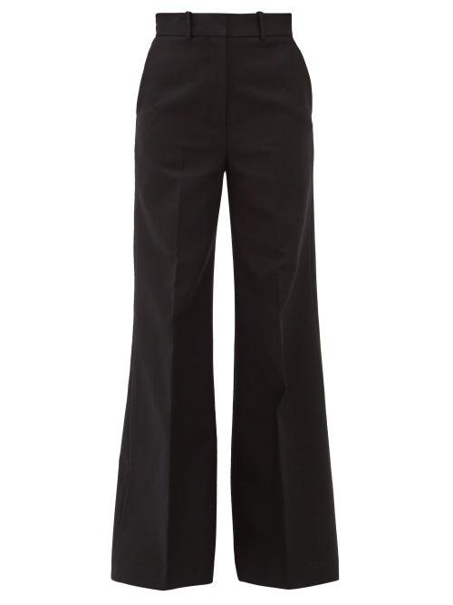 Matchesfashion.com Khaite - Bernadette Cotton Twill Bootcut Trousers - Womens - Black