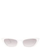 Matchesfashion.com Miu Miu - Crystal Embellished Rectangular Sunglasses - Womens - White