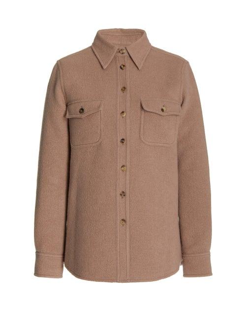 Gabriela Hearst - John Austen Felted-cashmere Shirt - Womens - Dark Beige