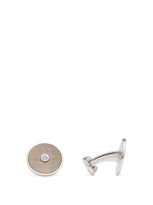 Matchesfashion.com Deakin & Francis - Dreamcatcher Mother Of Pearl & Silver Cufflinks - Mens - Grey