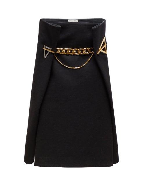 Matchesfashion.com Bottega Veneta - Chain Embellished Wool Skirt - Womens - Black Gold