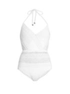 Zimmermann Zephyr Lace And Mesh Insert Halterneck Swimsuit