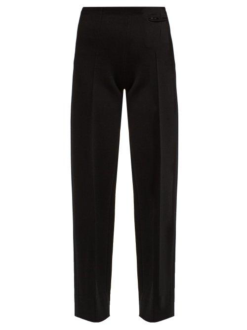 Matchesfashion.com Kwaidan Editions - High Rise Wool Blend Crepe Trousers - Womens - Black