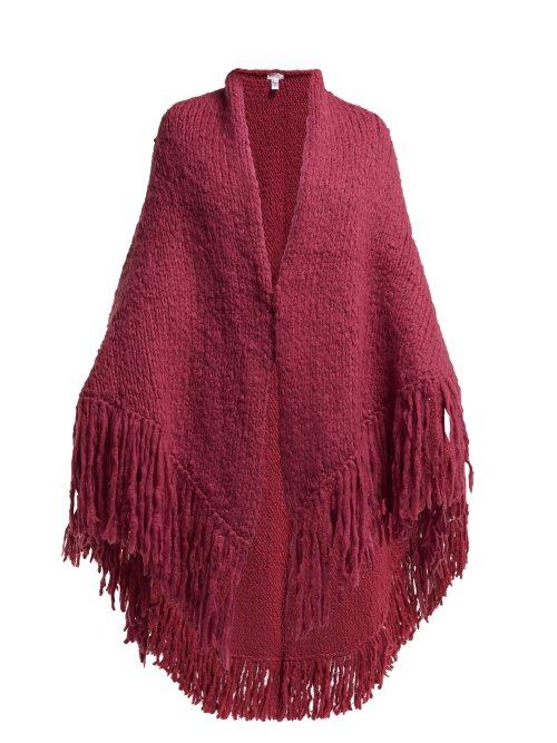 Matchesfashion.com Gabriela Hearst - Lauren Tassel Trimmed Cashmere Wrap - Womens - Burgundy