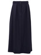Ladies Rtw The Row - Jaako Pleated Wool-blend Canvas Skirt - Womens - Navy