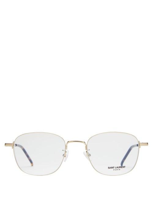 Matchesfashion.com Saint Laurent - Square Metal Glasses - Womens - Gold
