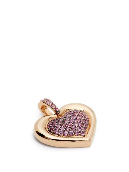 Matchesfashion.com Nadine Aysoy - Catena Heart Sapphire & 18kt Gold Charm - Womens - Rose Gold
