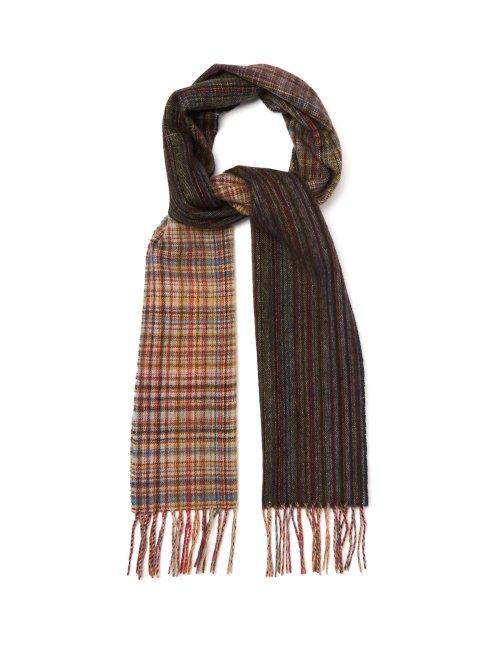 Matchesfashion.com Paul Smith - Signature Stripe And Check Wool Scarf - Mens - Multi