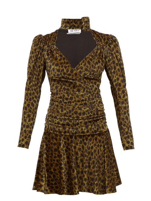 Matchesfashion.com The Attico - Leopard Print Velvet Mini Dress - Womens - Leopard