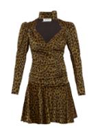 Matchesfashion.com The Attico - Leopard Print Velvet Mini Dress - Womens - Leopard