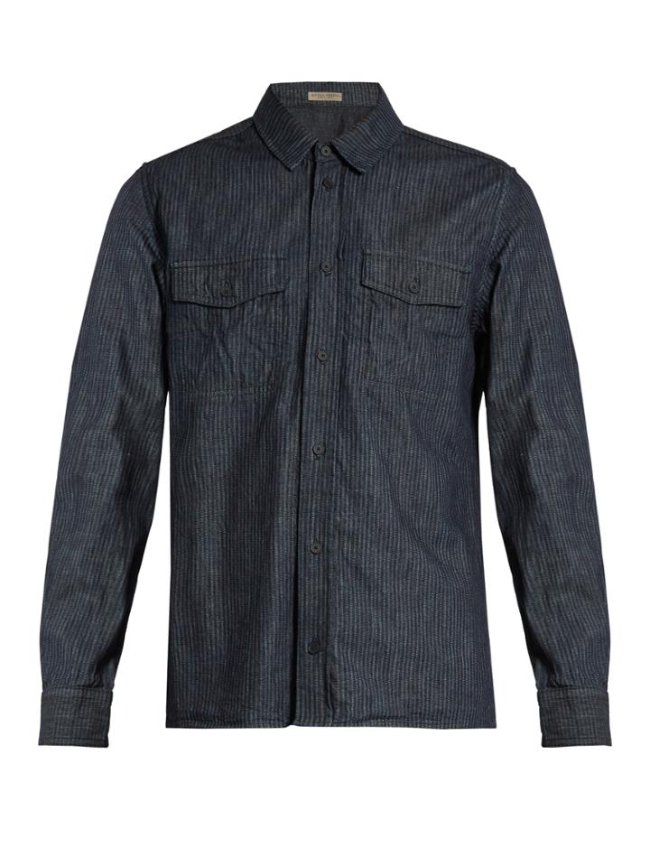 Bottega Veneta Long-sleeved Striped Denim Shirt