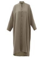 Matchesfashion.com Eskandar - Shawl-collar Silk-crepe Shirt Dress - Womens - Mid Grey