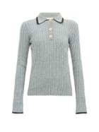 Matchesfashion.com Ganni - Ribbed Polo Sweater - Womens - Grey