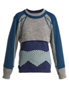 Matchesfashion.com Craig Green - Crochet Panelled Cotton Sweater - Womens - Blue Multi