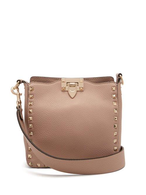Matchesfashion.com Valentino - Rockstud Grained Leather Cross Body Bag - Womens - Nude