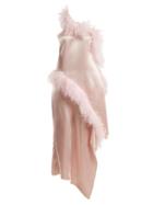 Matchesfashion.com Marques'almeida - Asymmetric Feather Embellished Satin Dress - Womens - Pink