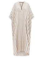 Ladies Beachwear Marrakshi Life - Striped Cotton Kaftan - Womens - Beige Multi