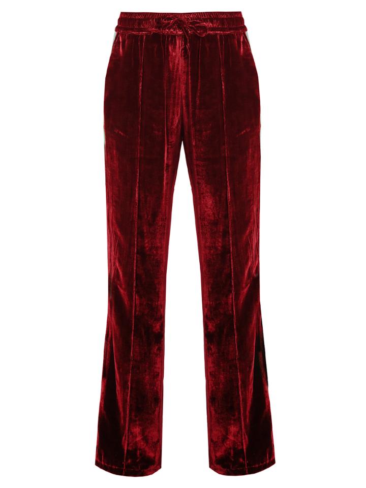Serena Bute Contrast-striped Wide-leg Velvet Trousers