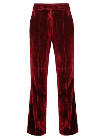 Serena Bute Contrast-striped Wide-leg Velvet Trousers