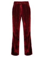 Serena Bute Contrast-striped Wide-leg Velvet Trousers