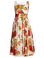 Dolce & Gabbana Biscotti And Rose Round-neck Midi Dress